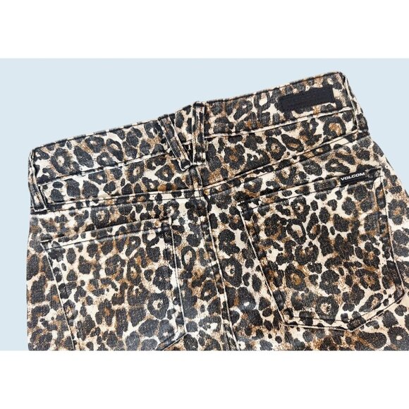 VOLCOM Skinny Hi Rise Exposed Button Animal Print Jeans Size 26 - Picture 6 of 8